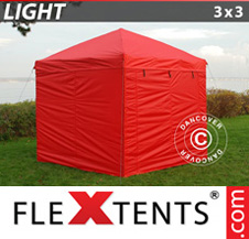 Tenda Dobrável FleXtents Light 3x3m Vermelho, incl. 4 paredes laterais - Comprar já!
