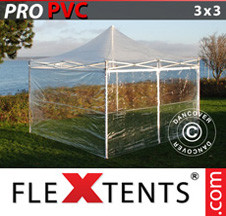 Tenda Dobrável FleXtents PRO 3x3m Transparente, incl. 4 paredes laterais - Comprar já!