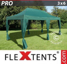 Tenda Dobrável FleXtents PRO  3x6m Verde, inclui 6 cortinas decorativas