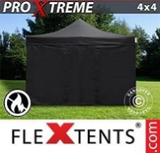 Tenda Dobrável FleXtents Pro Xtreme 4x4m Preto, Retardador de chamas, incl. 4...