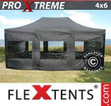 Tenda Dobrável FleXtents Pro Xtreme 4x6m Preto, incl. 8 paredes laterais