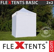 Tenda Dobrável FleXtents Basic 2x2m Branco, incl. 4 paredes laterais