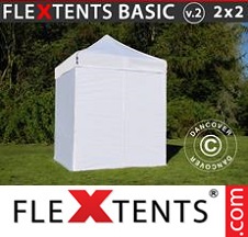Tenda Dobrável FleXtents Basic 2x2m Branco, incl. 4 paredes laterais