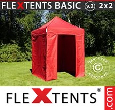 Tenda Dobrável FleXtents Basic 2x2m Vermelho, incl. 4 paredes laterais