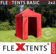 Tenda Dobrável FleXtents Basic 2x2m Vermelho, incl. 4 paredes laterais