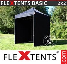 Tenda Dobrável FleXtents Basic 2x2m Preto, incl. 4 paredes laterais