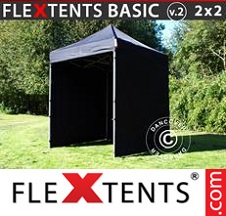 Tenda Dobrável FleXtents Basic v.2, 2x2m Preto, incl. 4 paredes laterais