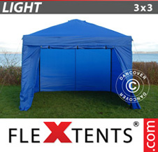 Tenda Dobrável FleXtents Light 3x3m Azul, incl. 4 paredes laterais - Comprar já!