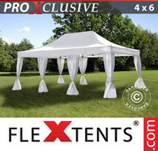 Tenda Dobrável FleXtents PRO 4x6m Branca, incl. 8 cortinas decorativas - Comprar já!