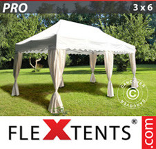Tenda Dobrável FleXtents PRO Wave 3x6m Branco incl. 6 cortinas decorativas - Comprar já!