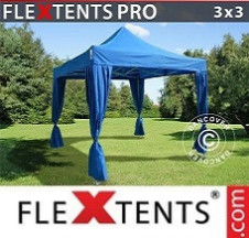 Tenda Dobrável FleXtents PRO 3x3m, inclui 4 cortinas de canto, Azul - Comprar já!