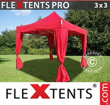 Tenda Dobrável FleXtents PRO 3x3m, inclui 4 cortinas de canto, Vermelho - Comprar já!