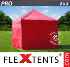 Tenda Dobrável FleXtents PRO 3x3m Vermelho, incl. 4 paredes laterais - Comprar já!