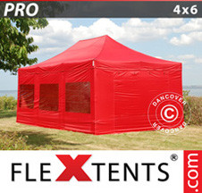 Tenda Dobrável FleXtents PRO 4x6m Vermelho, incl. 8 paredes laterais - Comprar já!