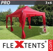 Tenda Dobrável FleXtents PRO 3x6m, inclui 6 cortinas de canto, Vermelho - Comprar já!