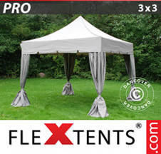 Tenda Dobrável FleXtents PRO Peaked 3x3m Latte, incl. 4 cortinas decorativas - Comprar já!