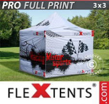 Tenda dobrável FleXtents PRO com impressão digital total 3x3m, inclui 4 