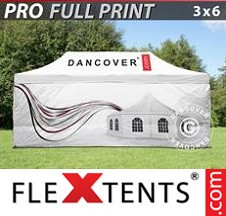 Tenda dobrável FleXtents PRO com impressão digital total 3x6m, inclui 4 