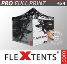 Tenda dobrável FleXtents PRO com impressão digital total 4x4m, inclui 4 