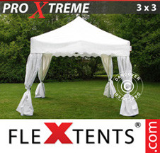 Tenda Dobrável FleXtents Pro Xtreme Wave 3x3m Branco, incl. 4 cortinas decorativas - Comprar já!