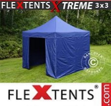 Tenda Dobrável FleXtents Pro Xtreme 3x3m Azul escuro, incl. 4 paredes laterais