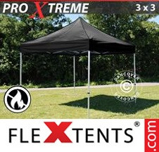 Tenda Dobrável FleXtents Pro Xtreme  3x3m Preto, Retardador de chamas