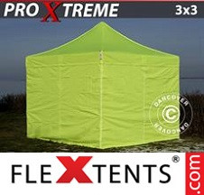 Tenda Dobrável FleXtents Pro Xtreme  3x3m Amarelo néon/verde, incl. 4 paredes...