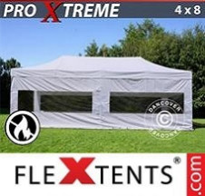 Tenda Dobrável FleXtents Pro Xtreme 4x8m Branco, Retardador de chamas, incl. 4...