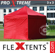 Tenda Dobrável FleXtents Pro Xtreme 3x3m Vermelho, incl. 4 paredes laterais - Comprar já!
