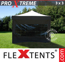 Tenda Dobrável FleXtents Pro Xtreme 3x3m Preto, incl. 4 paredes laterais - Comprar já!