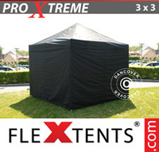 Tenda Dobrável FleXtents Pro Xtreme 3x3m Preto, incl. 4 paredes laterais - Comprar já!