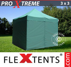 Tenda Dobrável FleXtents Pro Xtreme 3x3m verde, incl. 4 paredes laterais - Comprar já!