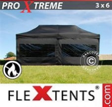 Tenda Dobrável FleXtents Pro Xtreme 3x6m preto, Retardador de chamas, incl. 6...