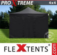 Tenda Dobrável FleXtents Pro Xtreme  4x4m Preto, incl. 4 paredes laterais