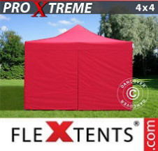 Tenda Dobrável FleXtents Pro Xtreme  4x4m Vermelho, incl. 4 paredes laterais