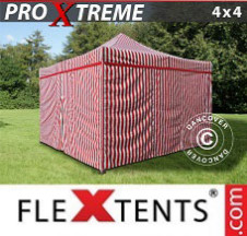 Tenda Dobrável FleXtents Pro Xtreme 4x4m Raiado, incl. 4 paredes laterais