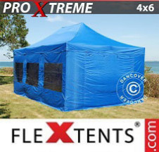 Tenda Dobrável FleXtents Pro Xtreme 4x6m Azul, incl. 8 paredes laterais