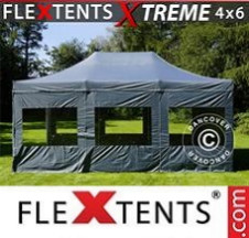 Tenda Dobrável FleXtents Pro Xtreme 4x6m Cinza, incl. 8 paredes laterais