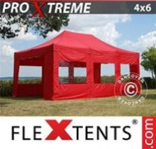Tenda Dobrável FleXtents Pro Xtreme 4x6m Vermelho, incl. 8 paredes laterais