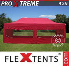 Tenda Dobrável FleXtents Pro Xtreme 4x8m Vermelho, incl. 6 paredes laterais